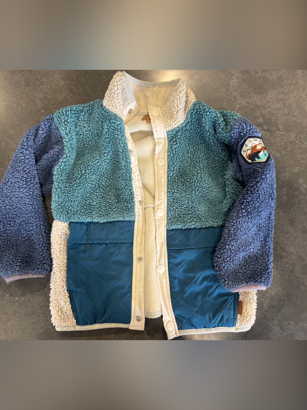 Kids Blue Teal Sherpa Jacket - Souris Mini